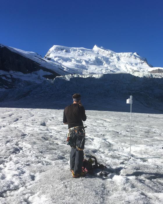 Installing a station on a Glacier in the Swiss Alps