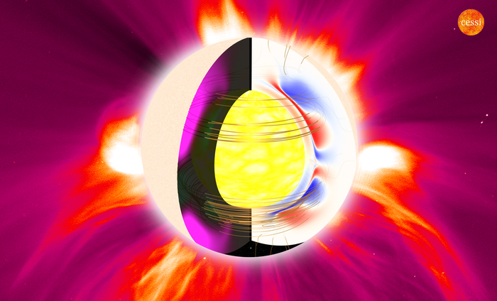 Artist’s impression of the spinning core of a star