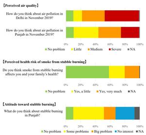 Results of questionnaire asking the perception about air quality and its health risks