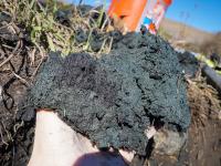Karen holding soil