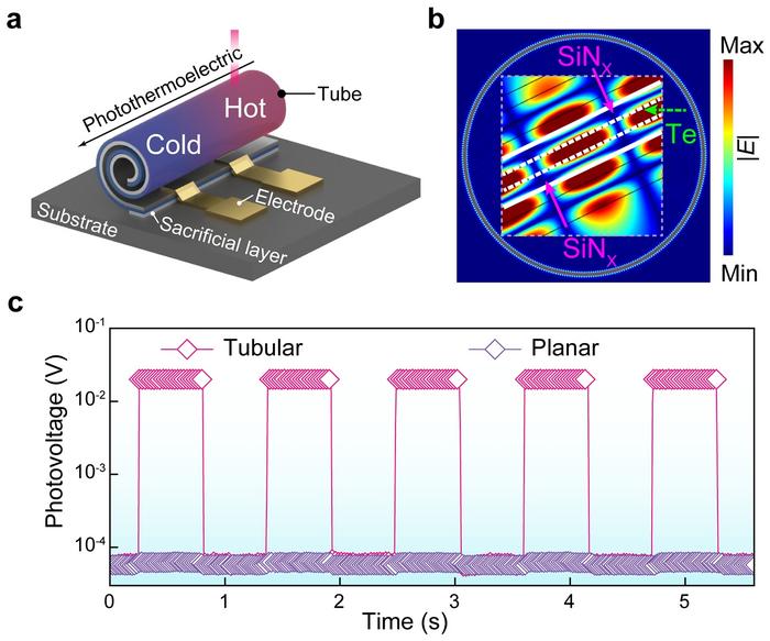 Figure 1. Structure and energy localization in self-driven PTE detector