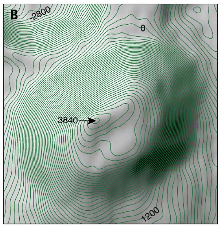 Ahuna Topography Contours