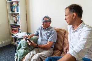 Healthy study volunteer taking the fastball test