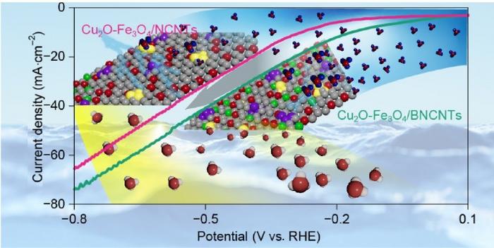 B-doped carbon nanotubes for enhanced adsorption of NO3- and promoted electrocatalysis on transformation nitrate into ammonia