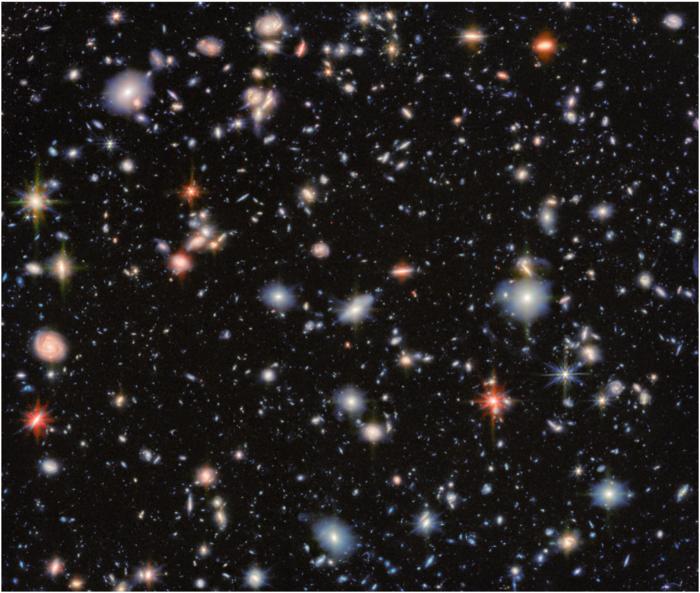 Hubble eXtreme Deep Field image updated with JWST data, no annotations