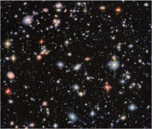 Hubble eXtreme Deep Field image updated with JWST data, no annotations