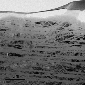 Glass lamellae in a quartz crystal