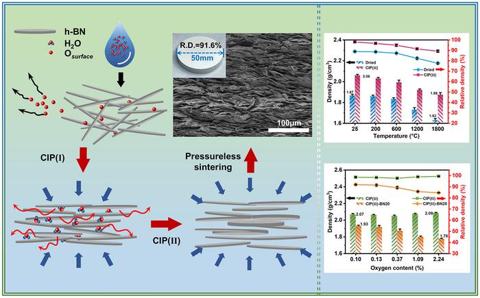 Secondary cold isostatic pressing assisted pressureless sintering of high density h-BN ceramics