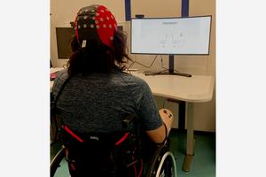 Signals from an EEG monitoring device could be used to send brain signals to a spinal cord stimulator