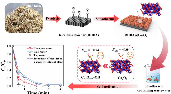 In situ observation of Co3O4−α–OH formation on optimized biochar for peroxymonosulfate activation and ultrafast antibiotics degradation