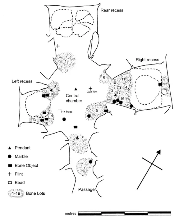 Location of burnt and unburnt bone lots