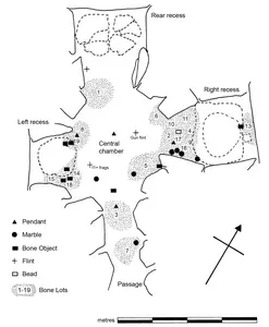 Location of burnt and unburnt bone lots