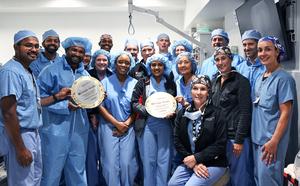Gerard J. Criner (center, back) is a principal investigator for the BREATHE-3 study and treated the first patient with his team on August 13th.