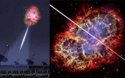 Crab Pulsar Emitting Light Energy