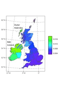 Map of the landscape of hereditary haemochromatosis risk across the UK and Ireland