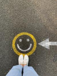 Smiley Face Painted on Cement