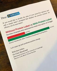 Open letter sent to Greggs from the Better Protein Institute