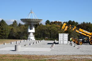 Foundations for the CHIME outrigger telescope under construction