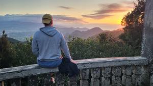 A tourist admires the view in the Anaga Mountains in Tenerife.