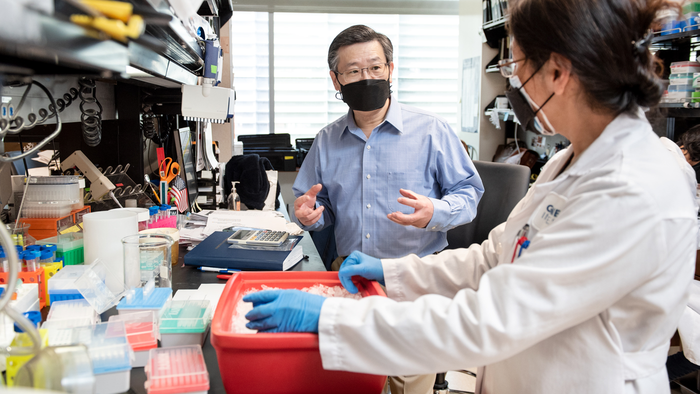 Scientist Yadong Huang in his lab at Gladstone Institutes