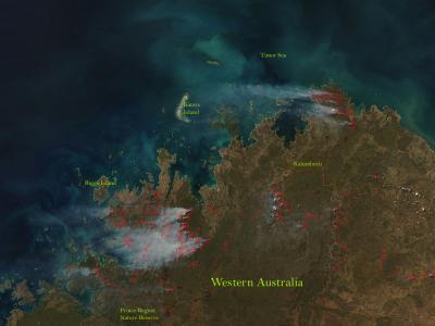 Fires in the Kimberley Region of Western Australia