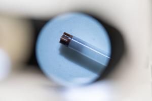 A Magic Angle Spinning rotor containing a protein sample