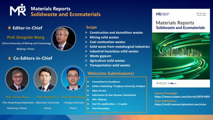 The journal Materials Reports: Solidwaste and Ecomaterials (MRSE) is welcoming submissions at this time.