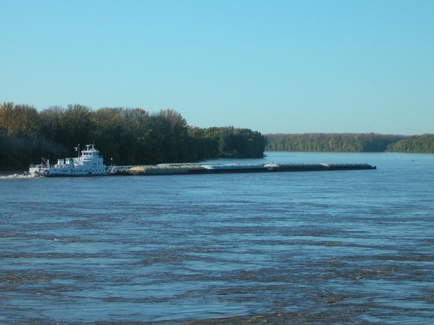 Barge on Upper Mississippi River -- Illinois Waterway