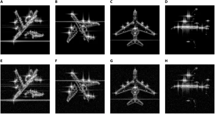 Fig. 2. Comparison before and after adding clutter: the first row shows the direct imaging results, and the second row shows the imaging results after adding Rayleigh-distributed clutter.