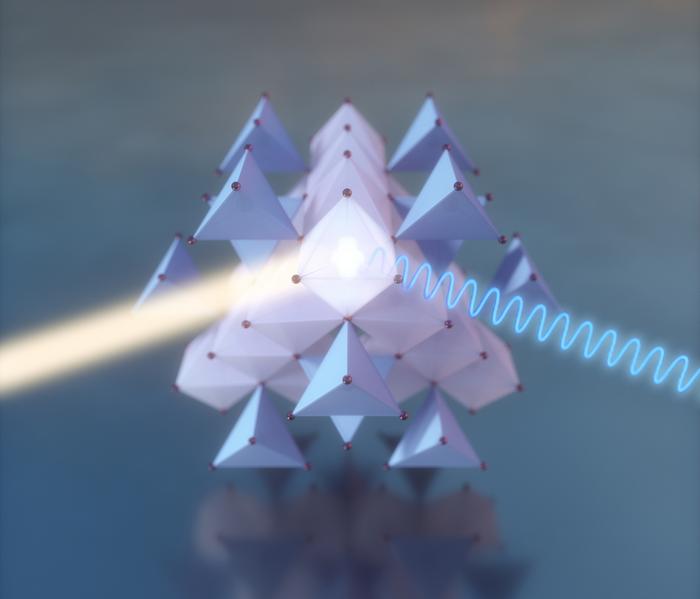 A unit cell of the laser-excited cobalt oxide