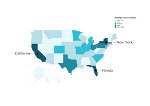 USA nostalgic places map