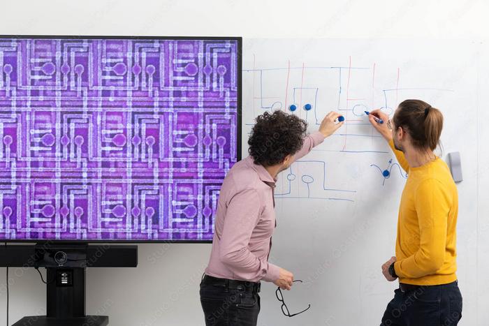 Researchers Tosato and Scappucci at work