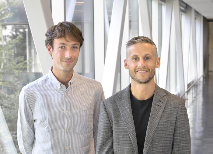 Ciaran Murphy-Royal (right), CRCHUM researcher, and current PhD candidate Lewis R. Depaauw-Holt (left)