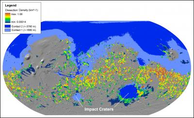 Mars' Valley Networks with Hypothesized Ocean
