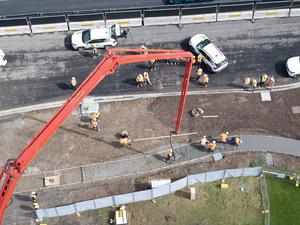 Bird's eye view of the coffee concrete footpath