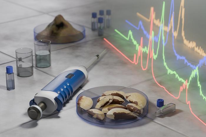 Spectroscopic methods, such as laser fluorescence spectroscopy, can be used to determine the chemical binding form of metal ions to various inorganic and organic substances from Brazil nuts and the body's digestive juices.