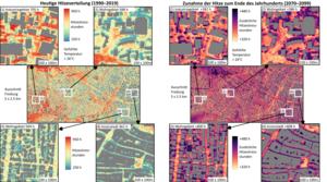 Using a deep learning model, researchers predict an increase of the heat stress during daytime in cities until the end of the century, compared to today. (Photo: Ferdinand Briegel, KIT)