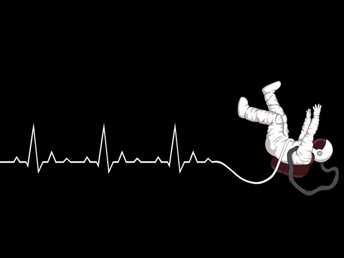 Heartbeat-tethered astronaut