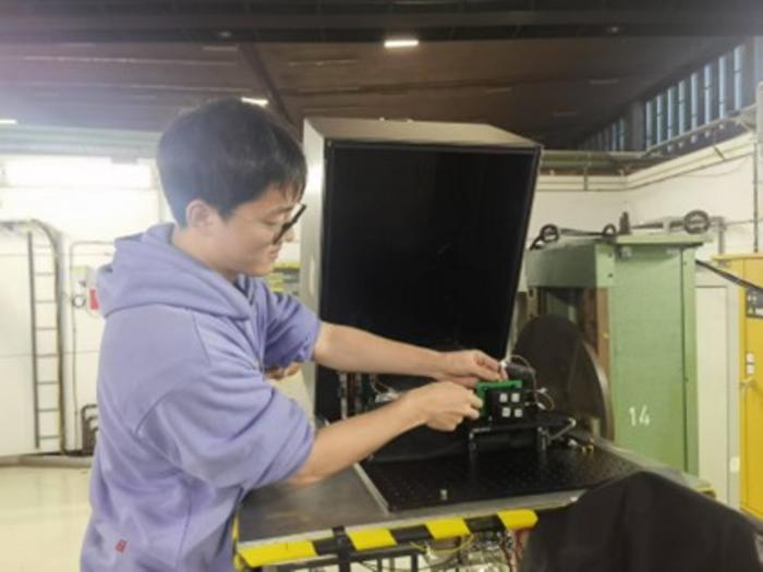 PhD student Zhiyu Zhao conducted beam tests for a small ECAL detector module at the DESY TB-22 beam facility in Germany.