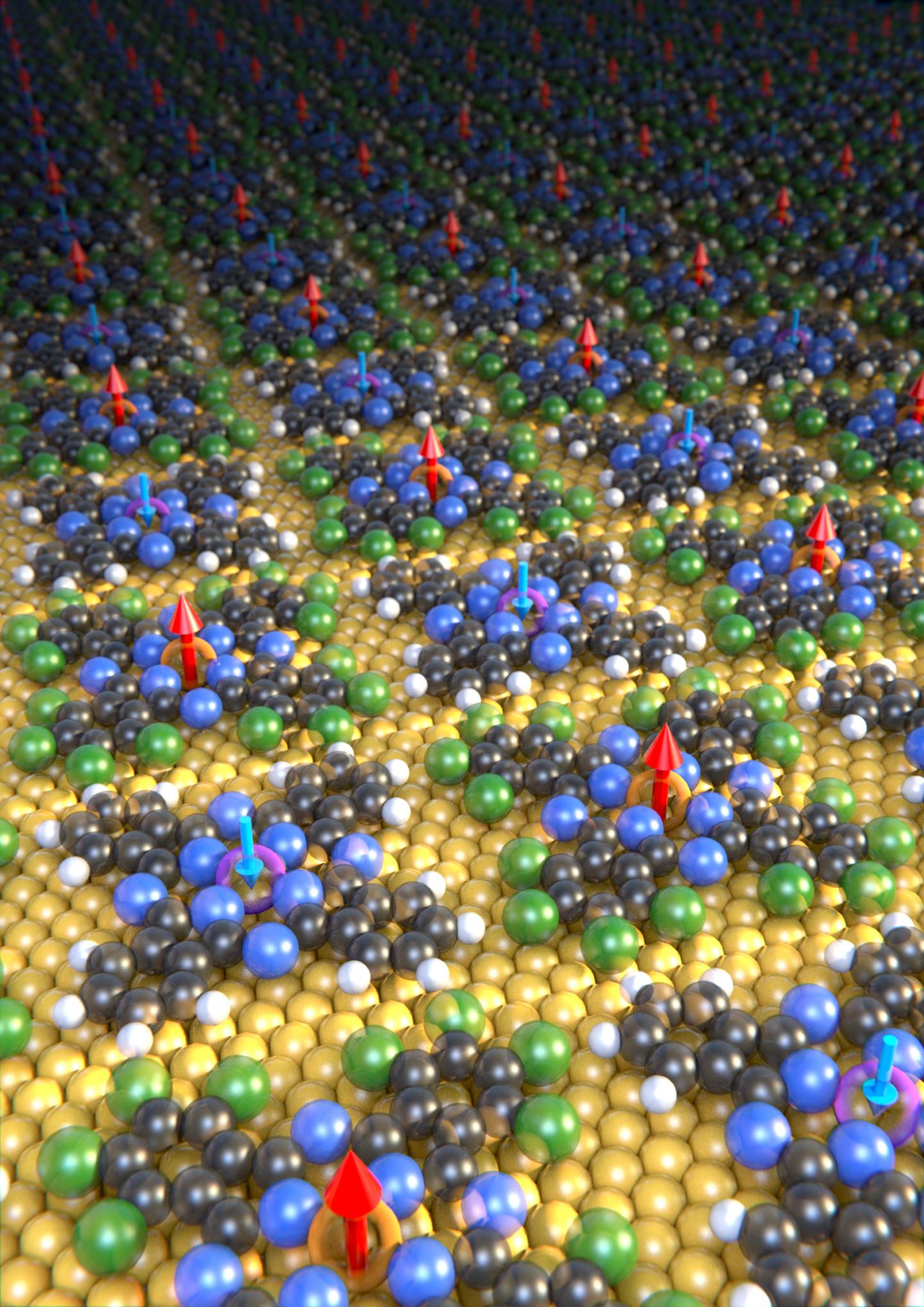 Phthalocyanines with Iron (Orange) and Manganese (Violet) Centers
