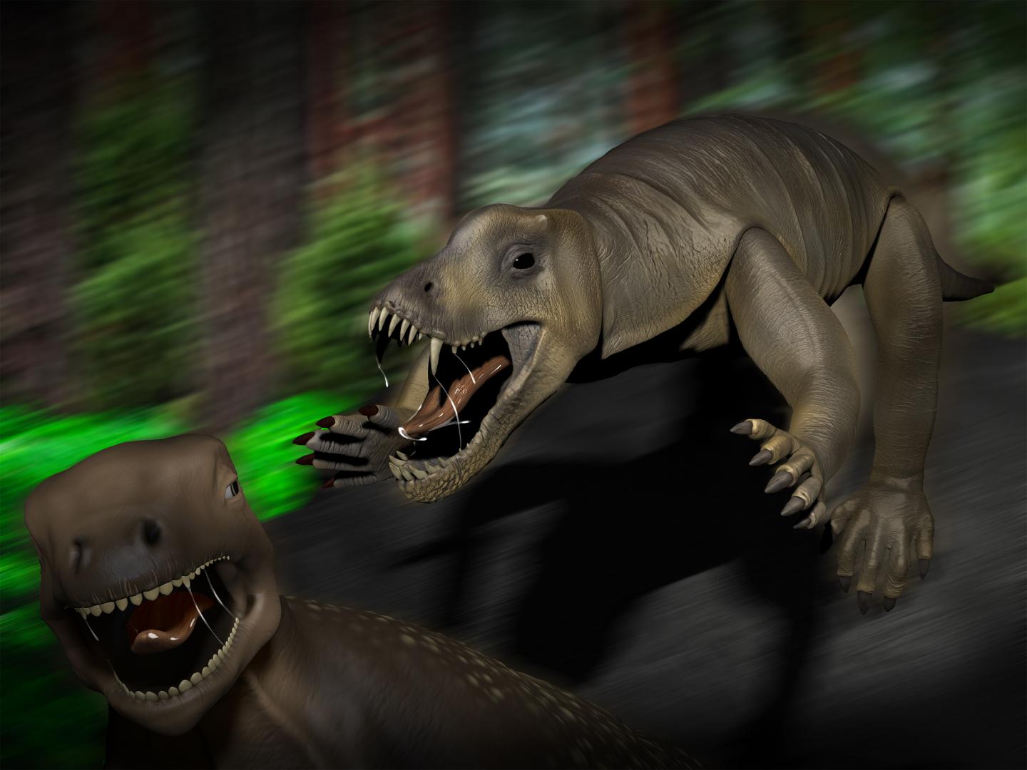 Anteosaurus attacking