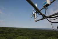 Sky and landscape with measuring equipment on an armature