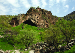 View of the entrance to Shanidar Cave in Iraqi Kurdistan.