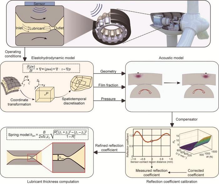 Overview of a coupled elastohydrodynamic–acoustic framework for the high-resolution ultrasonic measurement of dynamic film thickness in lubricated contacts.
