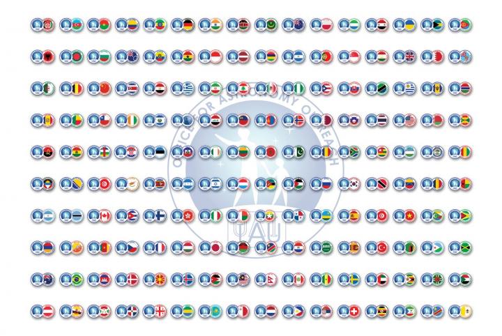 Mosaic of all the IAU National Outreach Coordinators logos