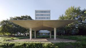 Picture from the construction of a pavilion at the RWTH Aachen University of Technology in Germany.