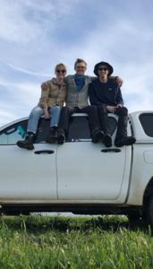 Joshua Kestel (centre) with field work volunteers William Thomas (right) and Lily Whelehan (left).