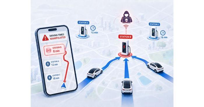 PolyU uncovers new cross-domain cyberattack risk targeting electric vehicle charging navigation systems, supporting secure operation of power systems