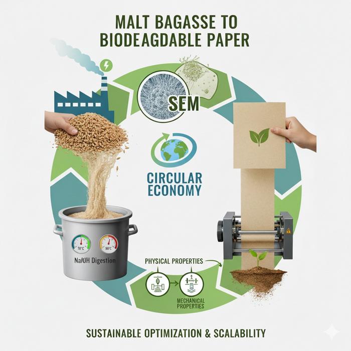 Malt Bagasse to Biodegradable Paper: A Circular Economy Approach