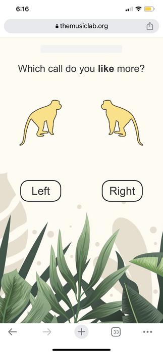 Screenshot of the "Calls of the Wild" game used in this study